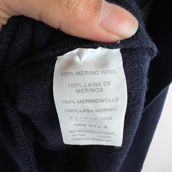 J. Crew Wool Sweater Women’s Small Black Zipper Detail Crew Neck Pullover Black - Picture 5 of 5